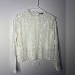 Zara White Lace Blouse